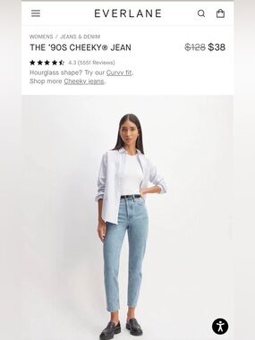 Everlane Original Cheeky Jeans – Vintage Wash, High-Rise Classic